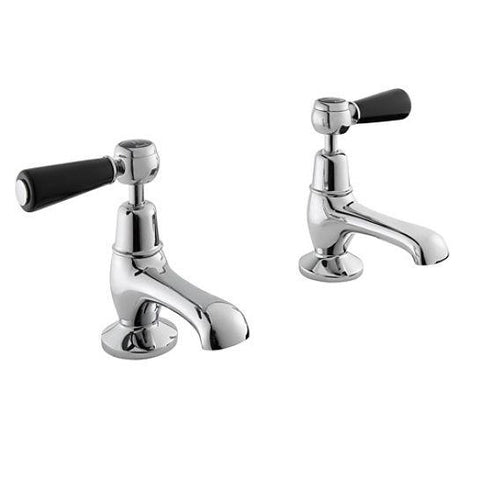 Hudson Reed Topaz Black Lever With Dome Collar Basin Taps Lp1
