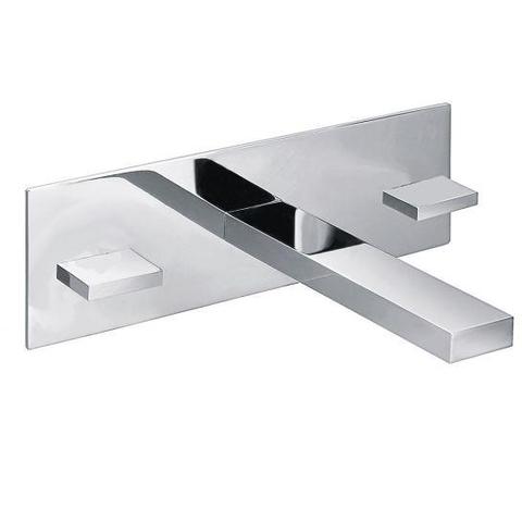 Bloque Three Hole Wall Mounted Basin Mixer With Clicker Waste