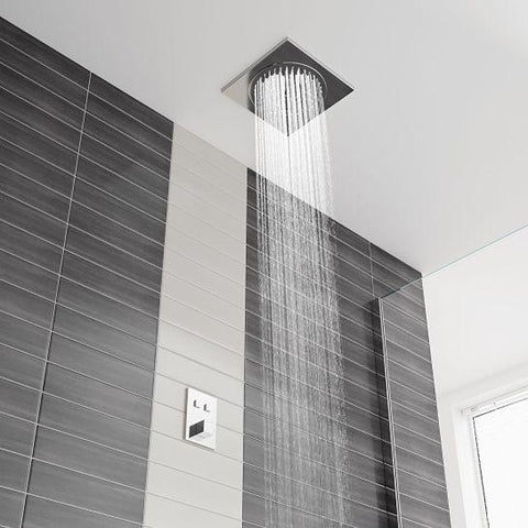 Flynn Flush Ceiling Mounted Shower With Push Button Dual Valve Mixers