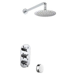 Newton Triple Valve Thermostatic Shower With Fixed Head And Overflow Mixers