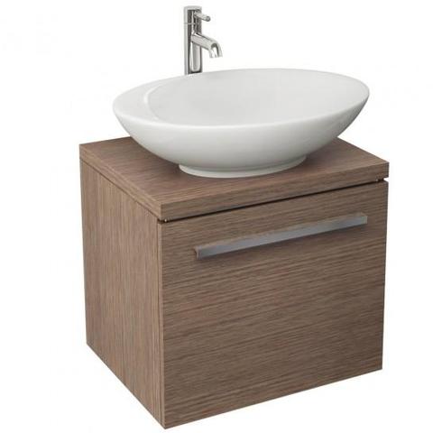 Bloque 470Mm Single Drawer Wall Mounted Unit And Worktop In Soft Oak Hung Vanity
