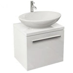 Bloque 470Mm Single Drawer Wall Mounted Unit And Worktop In White Gloss Hung Vanity