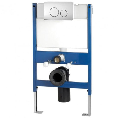Reduced Height Wall-Hung Wc Bowl Frame System With Front Mounted Chrome Dual Flush Plate Toilet Mounting Kits