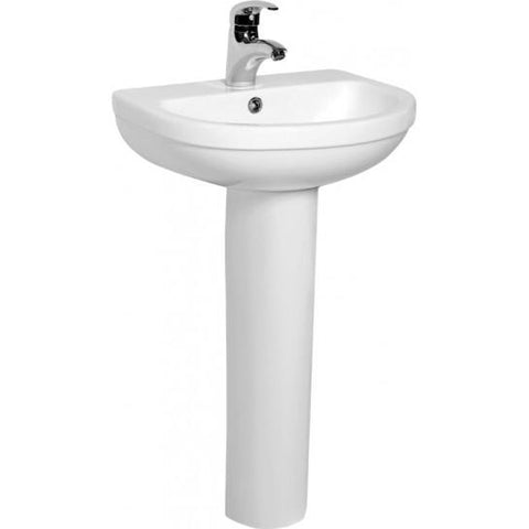 Ice Compact 500Mm Basin With One Or Two Tap Holes And Full Pedestal