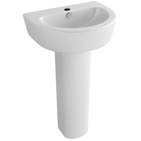 Arco 550Mm Basin With One Tap Hole And Full Pedestal